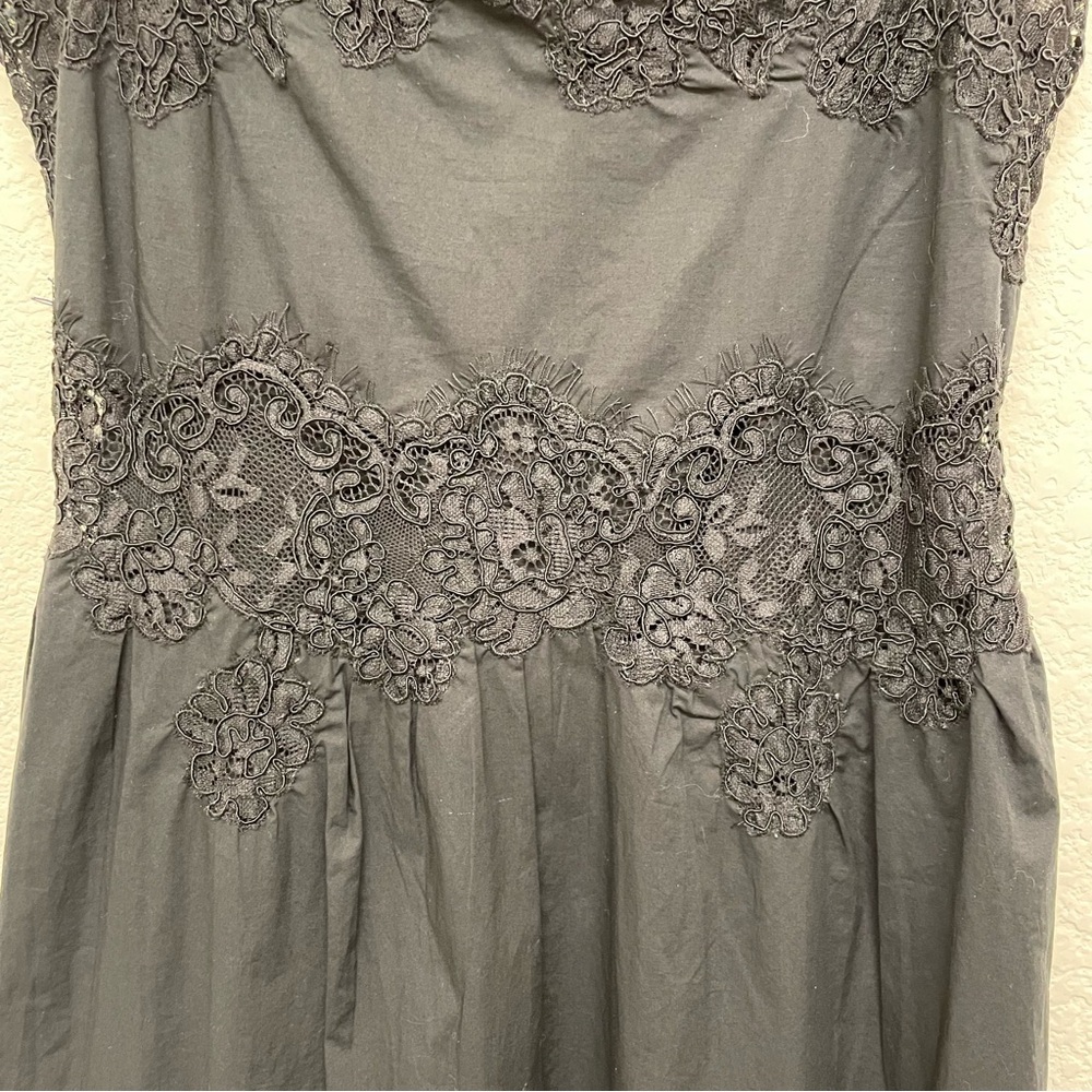 J.Crew Scotty Lace Inset Dress in Black Cotton Poplin - XXS - Picture 6 of 16